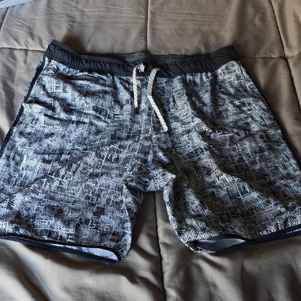 Black and Gray Patterned Shorts